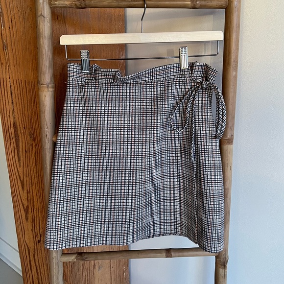 Zara Faux Suede Plaid Wrap Skirt - Picture 4 of 5